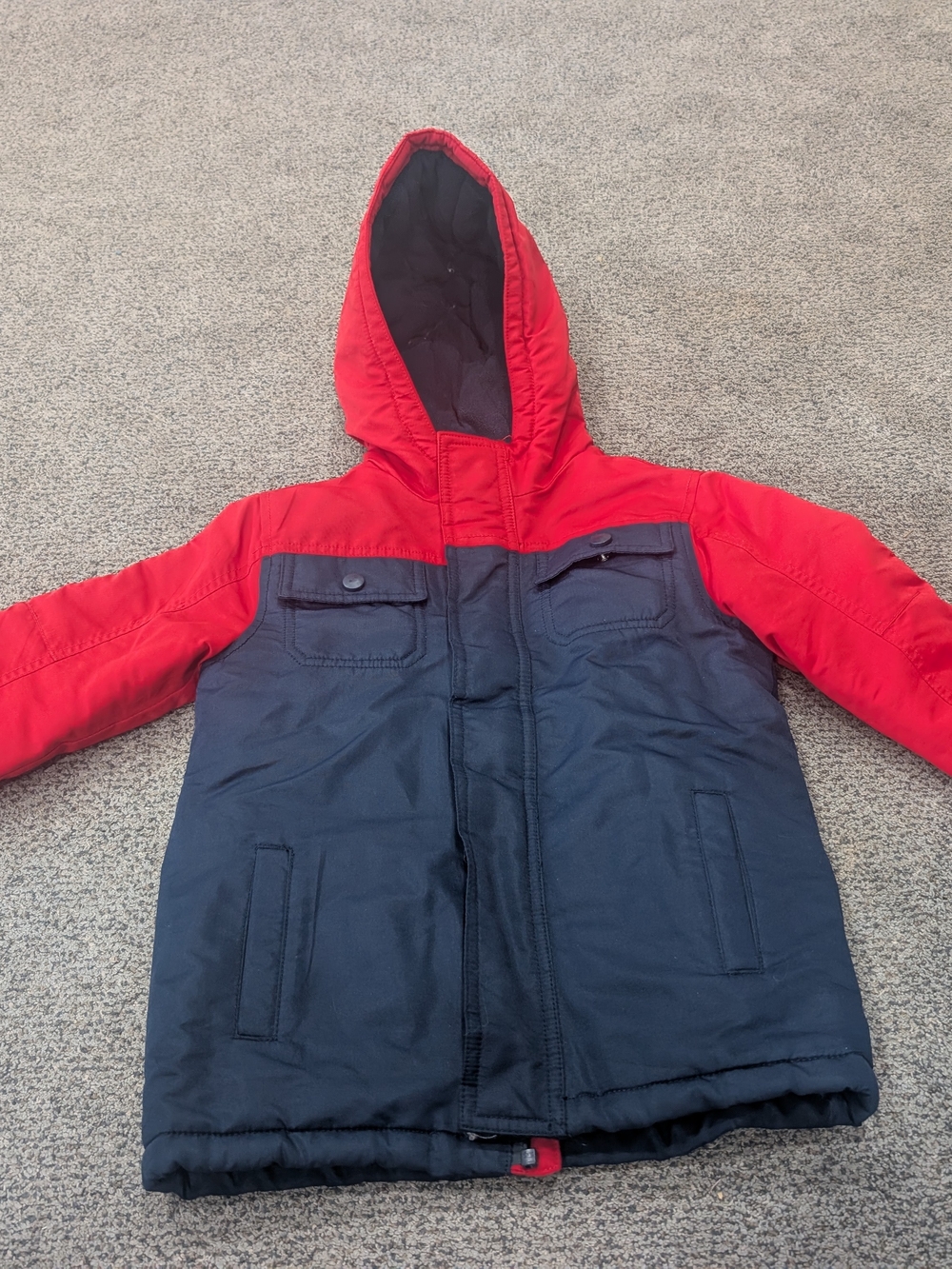 Gymboree Red and Navy Hooded Puffer Jacket